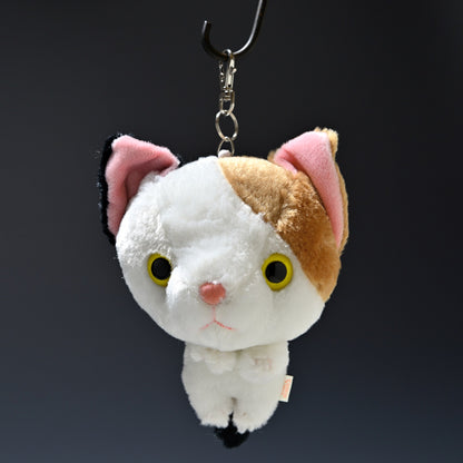 シナダ SHINADA ぬいぐるみ Big Face Cat ビックフェイスキャット リール付きパスケース ミケ 正面