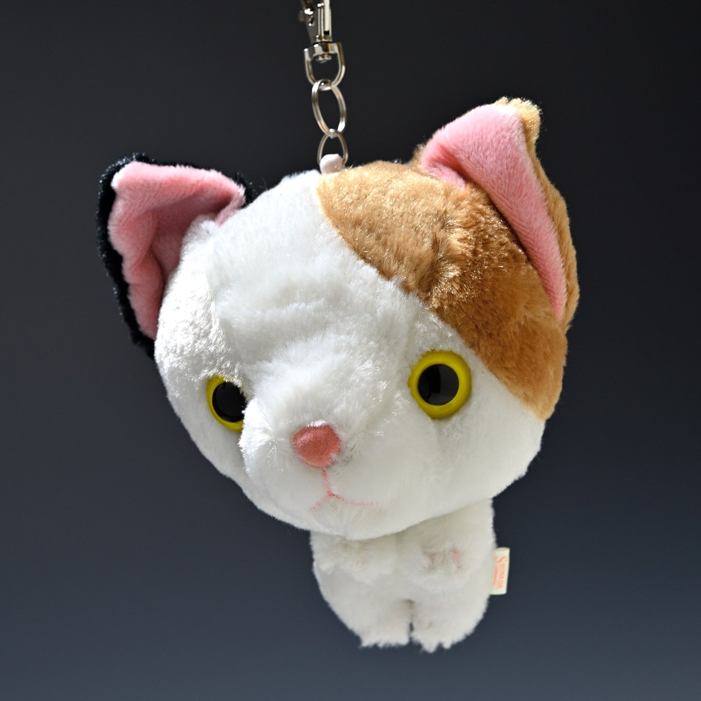 シナダ SHINADA ぬいぐるみ Big Face Cat ビックフェイスキャット リール付きパスケース ミケ アップ