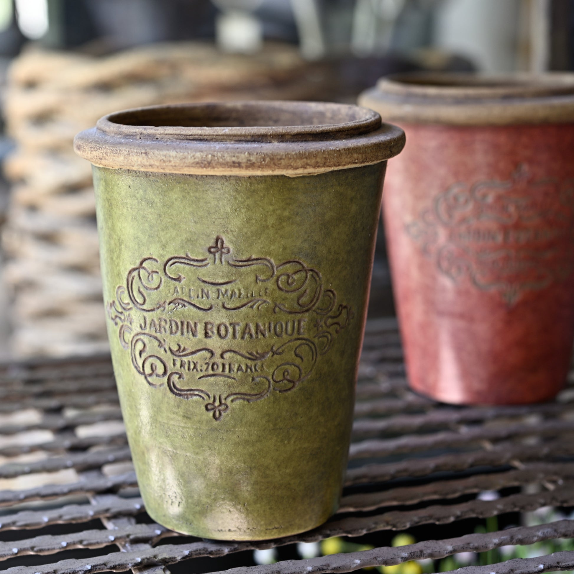 陶器 プランター ジャルダン ボタニークベース グリーン 正面