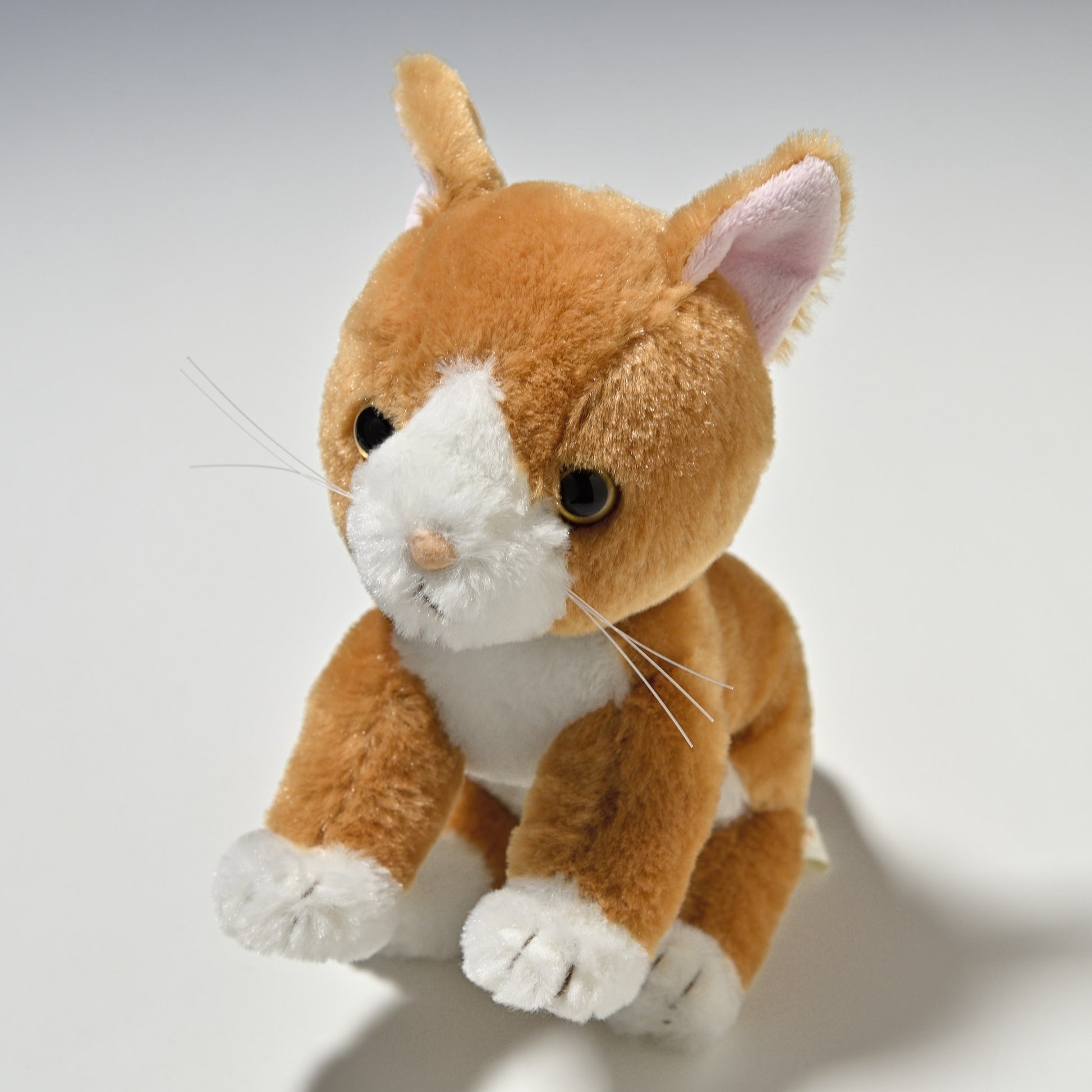 シナダ SHINADA ぬいぐるみ いっしょね ちゃしろねこ ISCC-0198 関節を動かしてお座りポーズをしたところ