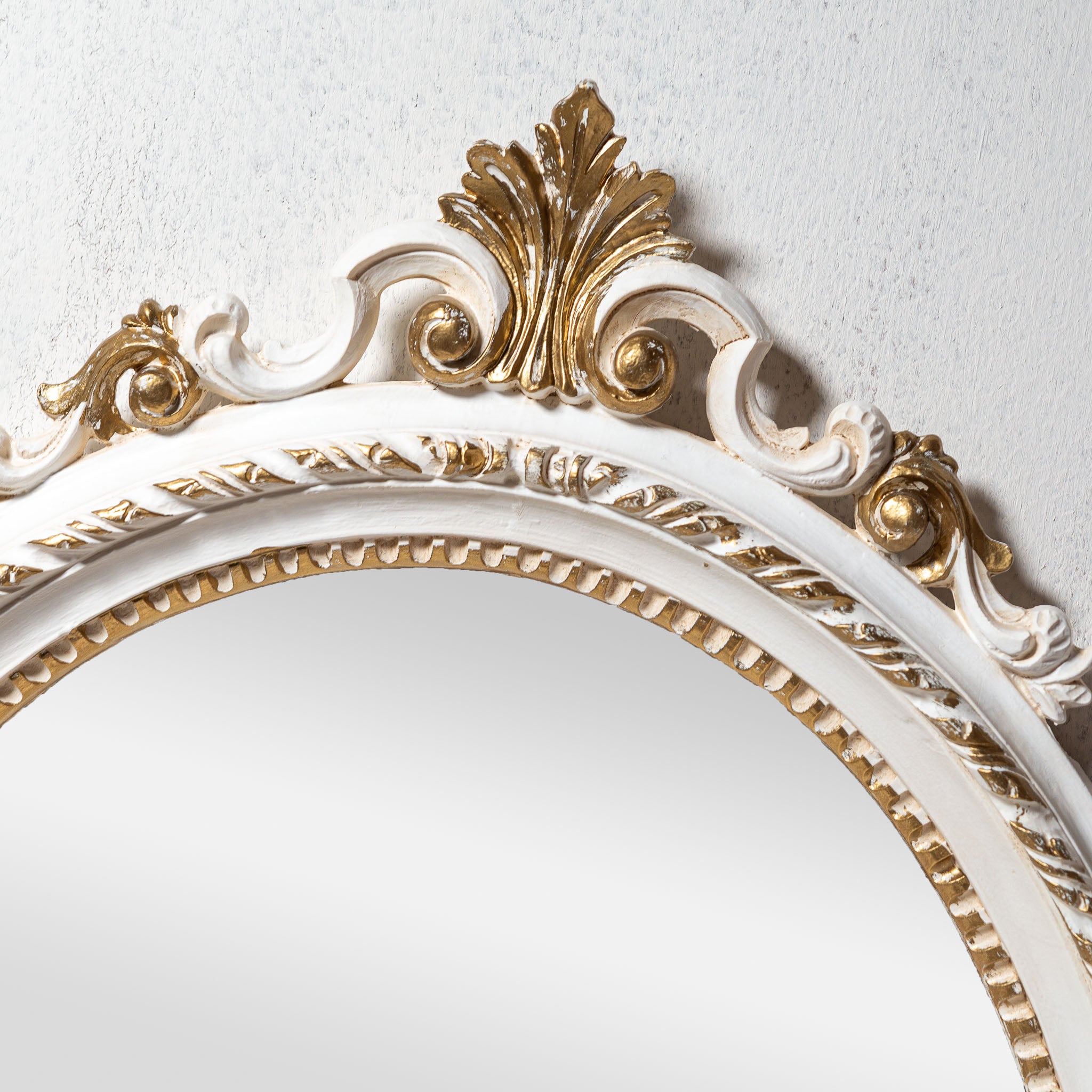イタリア製 アンティークテイスト ロココ調ウォールミラー 壁掛け鏡 アイボリーゴールド - エステルノ・となりの動物園
