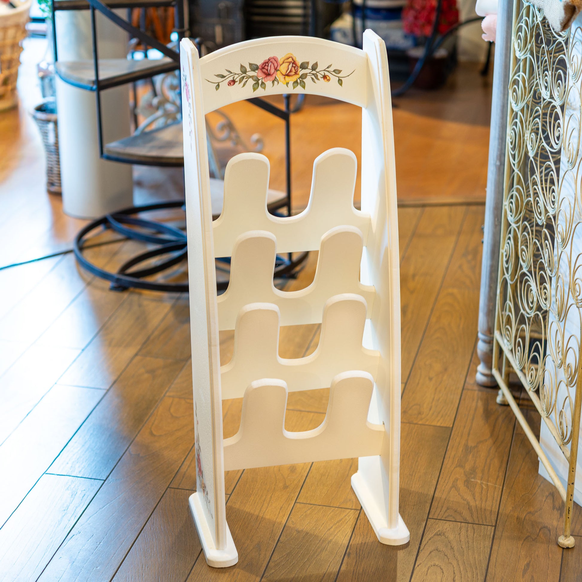 木製 クラック塗装仕上げ スリッパラック クラシックローズ 正面