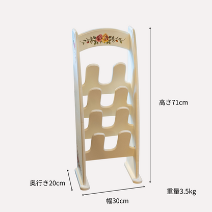 木製 クラック塗装仕上げ スリッパラック クラシックローズ サイズ詳細