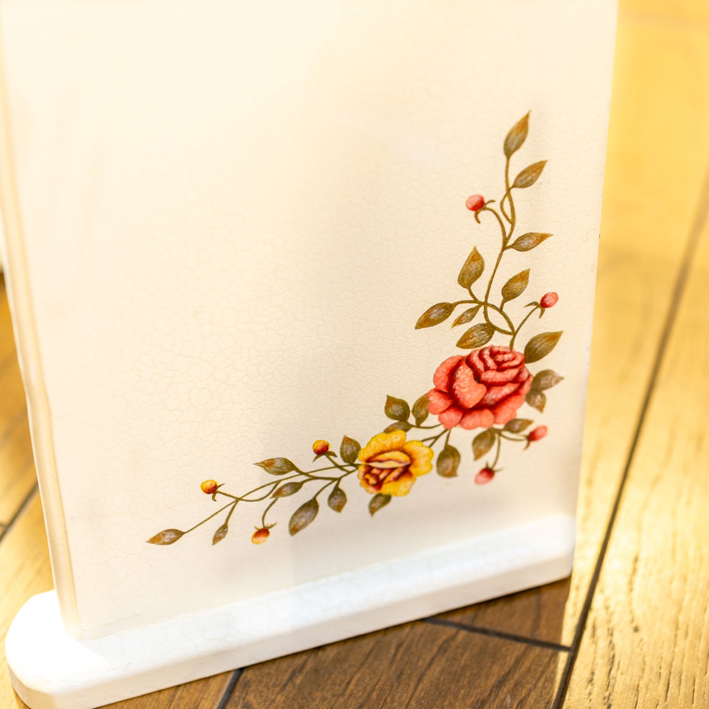 木製 クラック塗装仕上げ スリッパラック クラシックローズ ローズ柄アップ4