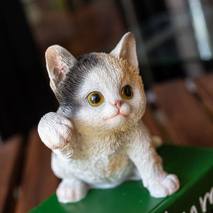 ロイヤルアーデン Royal Arden 樹脂・レジン製 置物 キュート キャット＆ドッグ ウェルカムボード 三毛猫 64337 アップ