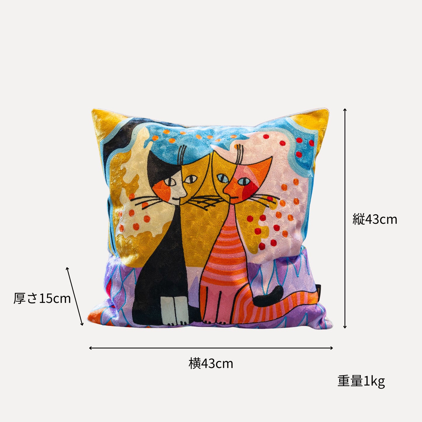 ロジーナ・ヴァハトマイスター 刺繍クッション ロマンス サイズ詳細