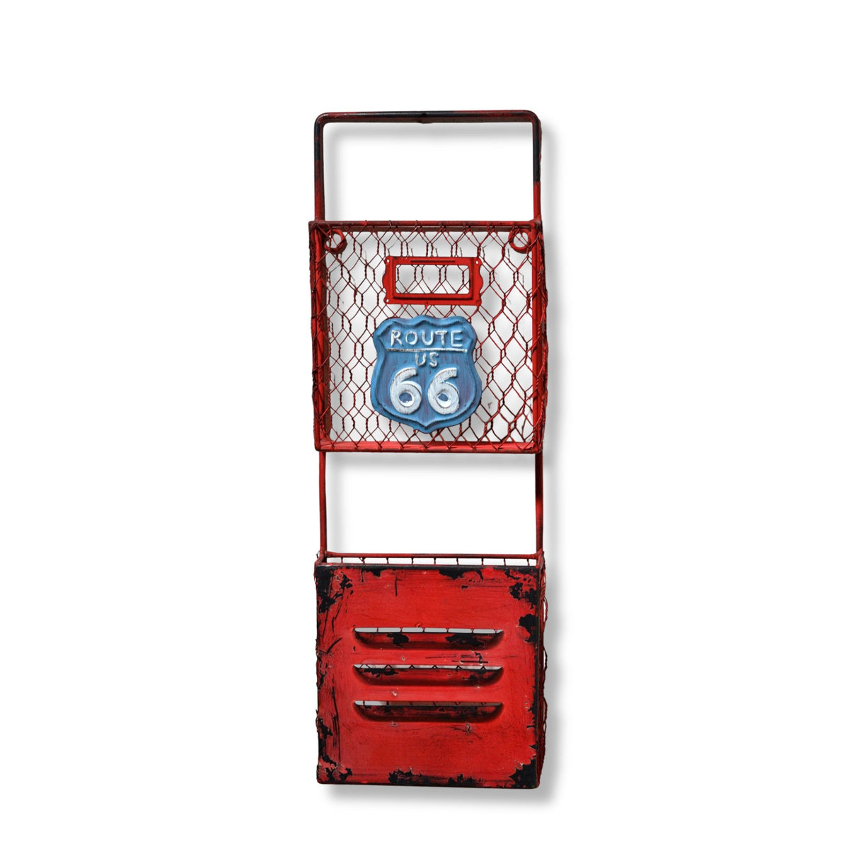 アイアン製 クラシカル Route66 壁掛け 2ポケット レターラック 表面