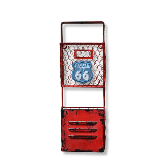 アイアン製 クラシカル Route66 壁掛け 2ポケット レターラック 表面