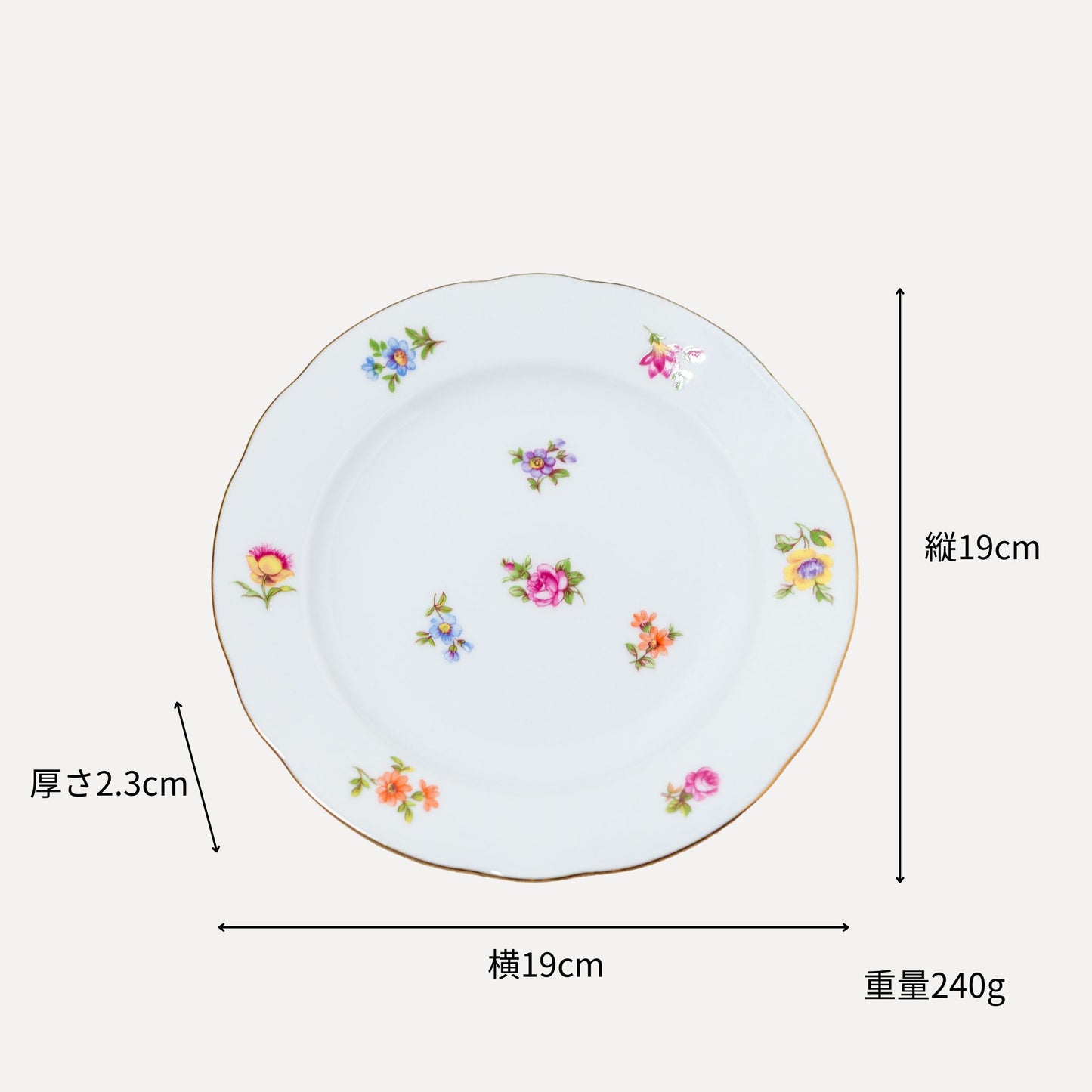 ドイツ製 キッチン雑貨 TRIPTIS PORZELLAN 磁器製 ホワイトプレート サイズ詳細
