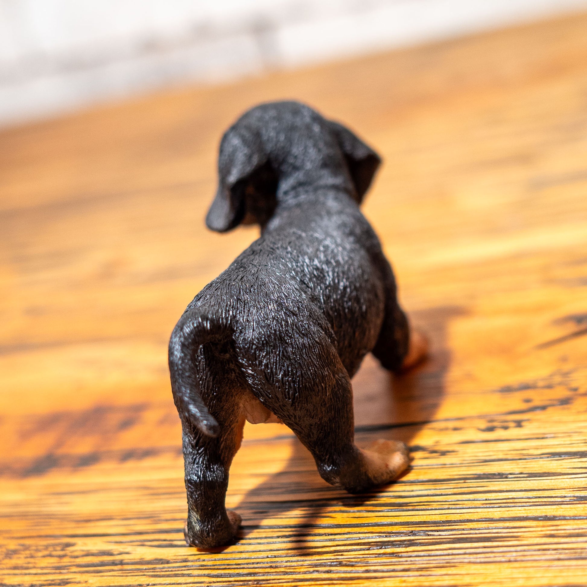 樹脂・レジン製 犬型置物 パピー 仔犬 ロットワイラー 後ろ