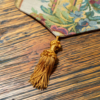 【アウトレット】イタリア製 ゴブラン織り タッセル付きテーブルランナー 幅18.5×長さ142cm タッセルアップ