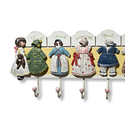 Country Corner カントリーコーナー 木製 ハンドペイント 壁掛け 7フック付きハンガー