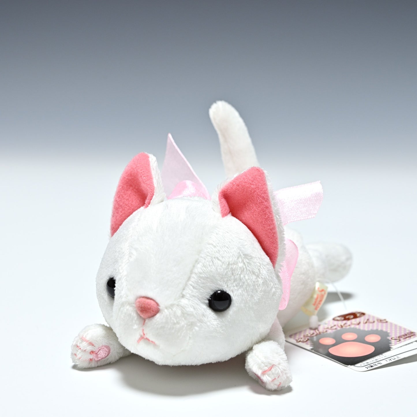 シナダ SHINADA ぬいぐるみ もっとあそんでにゃんこ(M)白 MAN-0098W 正面
