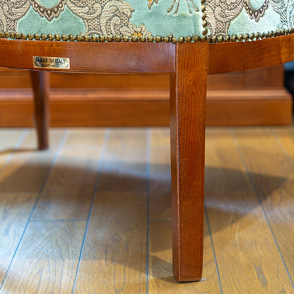 【アウトレット】イタリア製 金華山 木製 ハイバック アームチェアー グリーン 後ろ足アップ