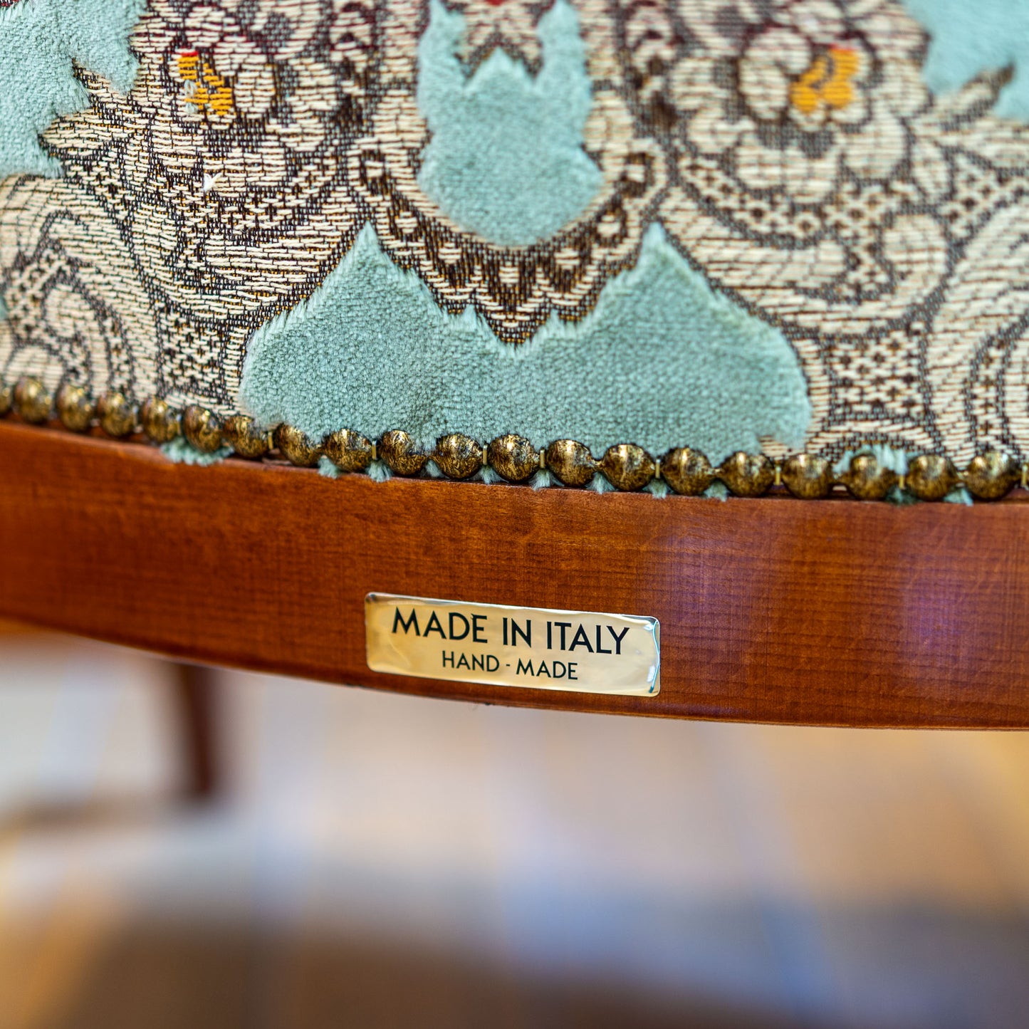 【アウトレット】イタリア製 金華山 木製 ハイバック アームチェアー グリーン MADE IN ITALYアップ