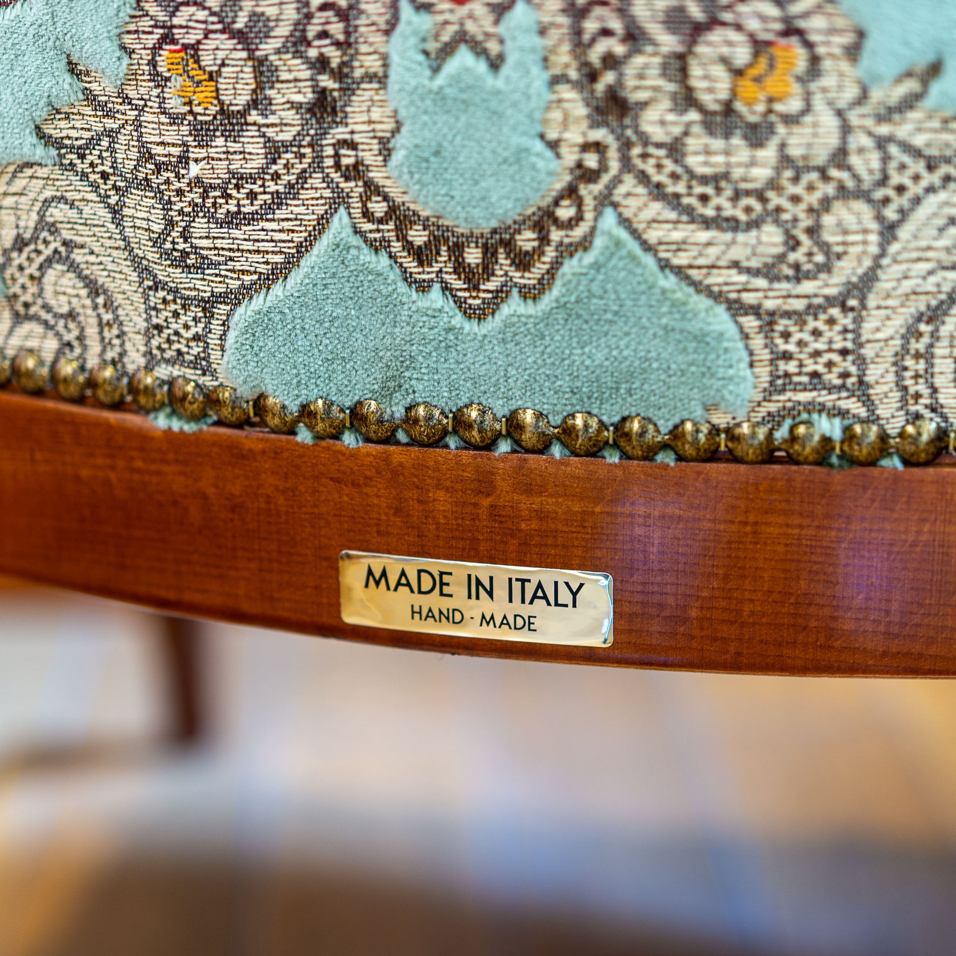 【アウトレット】イタリア製 金華山 木製 ハイバック アームチェアー グリーン MADE IN ITALYアップ