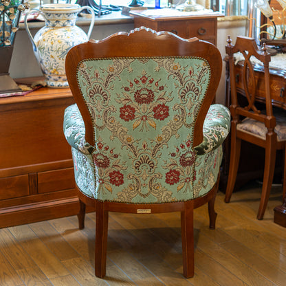 【アウトレット】イタリア製 金華山 木製 ハイバック アームチェアー グリーン 後ろ