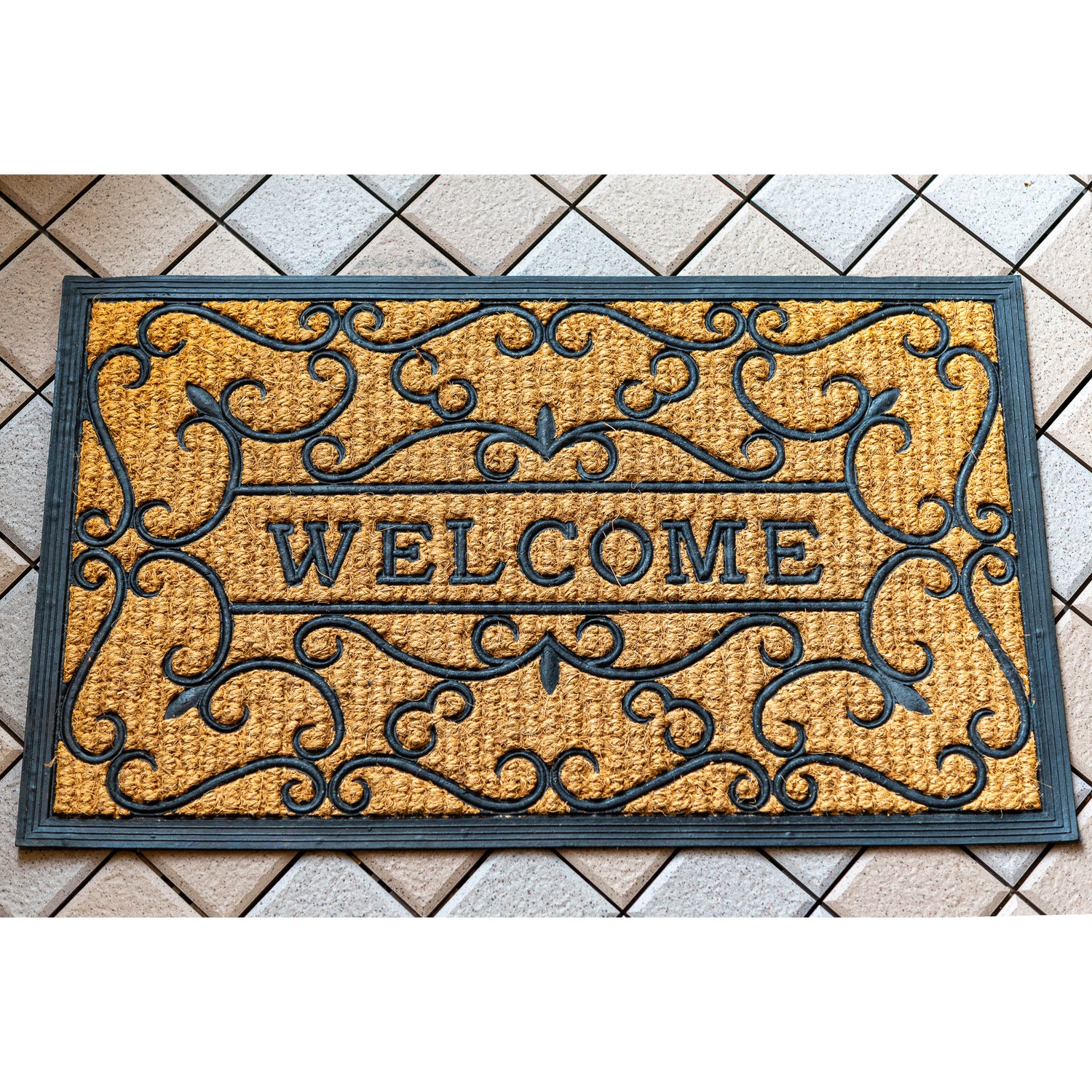 コイヤーラバー 玄関ドアマット スクエア Welcome ウェルカム 正面