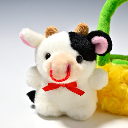 キュート販売 CUTE ぬいぐるみ ファームコレクション お出かけシリーズ ウシ B0007 バッグの色イエロー ウシさん正面