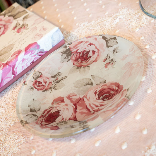 Fine quality glass plate φ15cm Rose